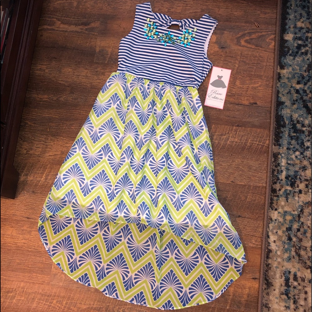 Young Girls Blue/ Green Maxi Dress